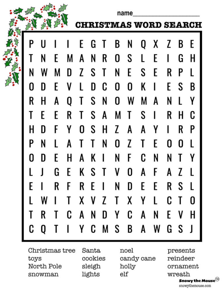 Snowy the Mouse - Printables - Christmas Wordsearch Thumbnail