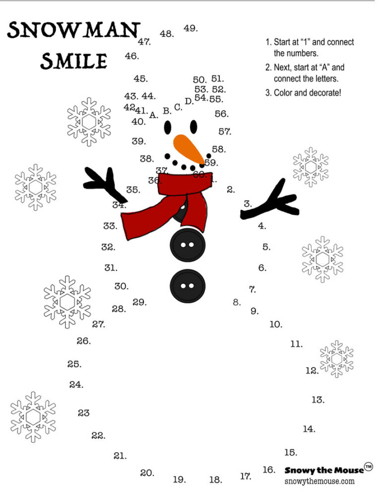 Snowy the Mouse - Printables - Connect the Dots Snowman Thumbnail