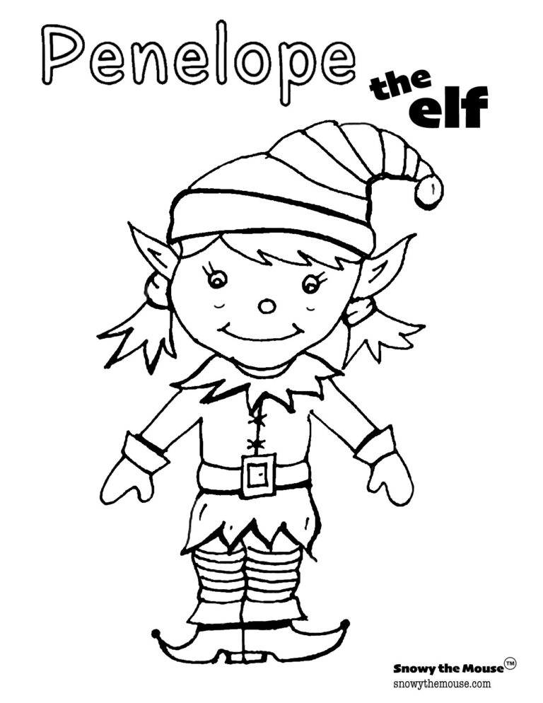 Snowy the Mouse - Coloring Pages - Penelope the Elf Thumbnail