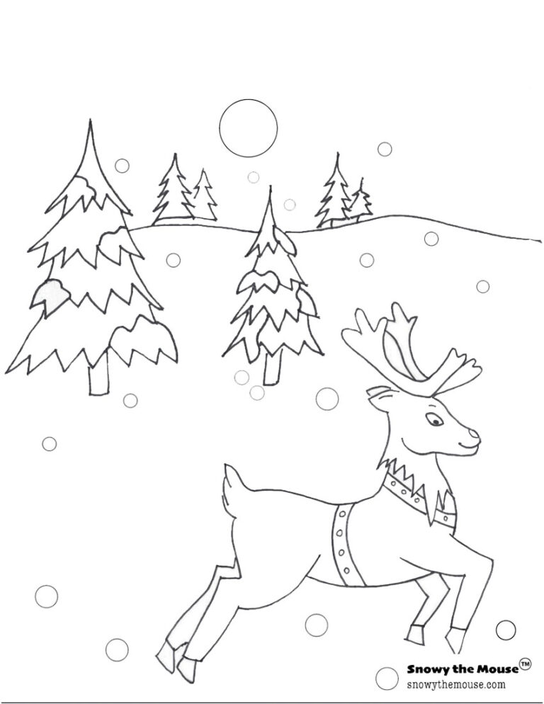 Snowy the Mouse - Coloring Pages - Reindeer Thumbnail