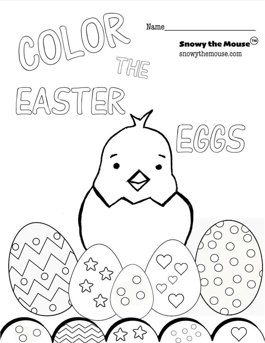 Color the Easter Eggs Chick Coloring Page - Snowy the Mouse