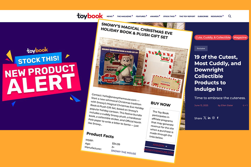 Snowy the Mouse - News - Snowy the Mouse™ Holiday Gift Set Featured in The Toy Book's Cutest & Most Collectible Roundup